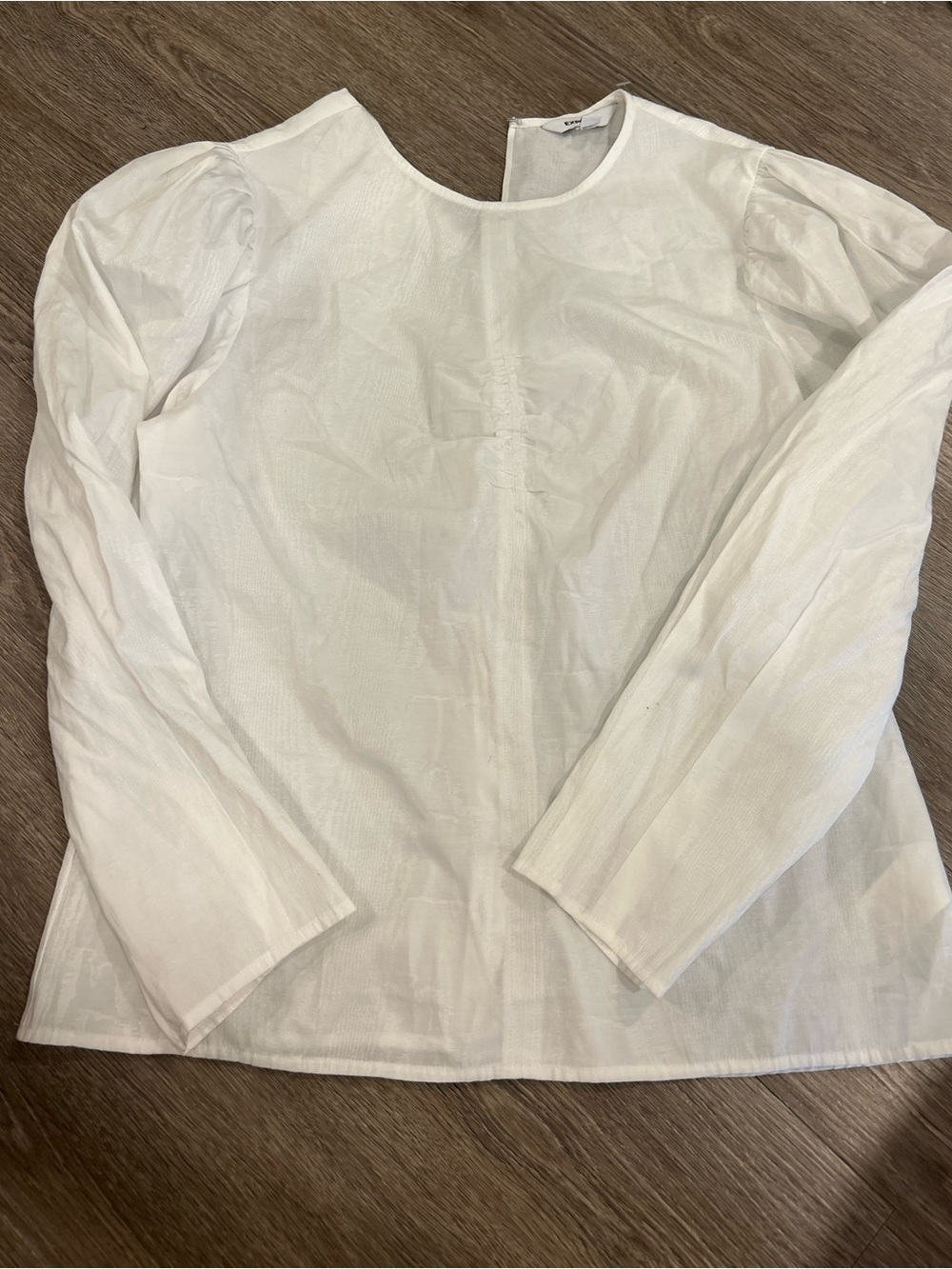 Express White Puff Shoulder Long-Sleeve Blouse